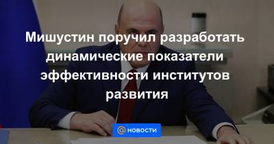 Мишустин поручил разработать динамические показатели эффективности институтов развития