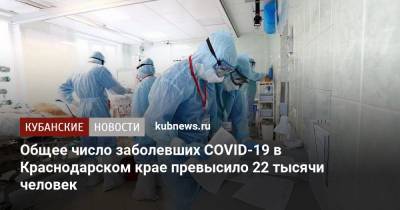 Общее число заболевших COVID-19 в Краснодарском крае превысило 22 тысячи человек