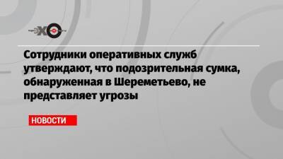 Сотрудники оперативных служб утверждают, что подозрительная сумка, обнаруженная в Шереметьево, не представляет угрозы