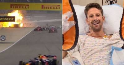 С забинтованными пальцами, но с улыбкой: пилот "Формулы-1" записал видео из больницы после ужасной аварии со взрывом