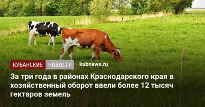 За три года в районах Краснодарского края в хозяйственный оборот ввели более 12 тысяч гектаров земель