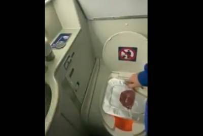 Пассажир самолета развел костер в туалете на борту и приготовил на нем стейк