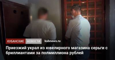 Приезжий украл из ювелирного магазина серьги с бриллиантами за полмиллиона рублей