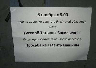 В Рязани обрезали ветки «при поддержке» депутата облдумы от «Единой России»