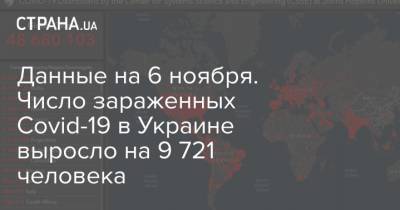 Данные на 6 ноября. Число зараженных Covid-19 в Украине выросло на 9 721 человека