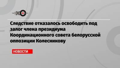 Следствие отказалось освободить под залог члена президиума Координационного совета белорусской оппозиции Колесникову
