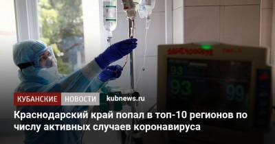 Краснодарский край попал в топ-10 регионов по числу активных случаев коронавируса