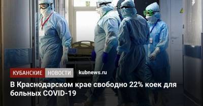 В Краснодарском крае свободно 22% коек для больных COVID-19