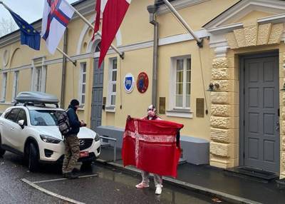 У посольства Дании в Москве устроили акцию против истребления норок