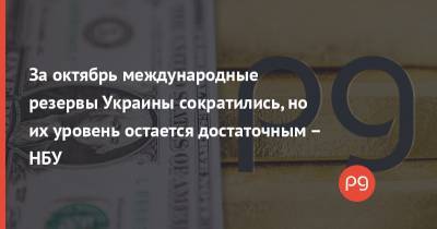 За октябрь международные резервы Украины сократились, но их уровень остается достаточным – НБУ