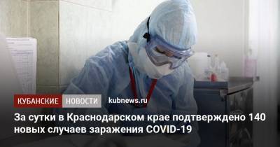 За сутки в Краснодарском крае подтверждено 140 новых случаев заражения COVID-19