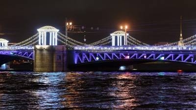 Дворцовый мост в выходные подсветят пурпурными цветами