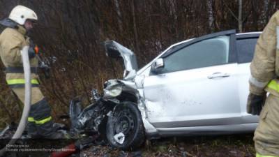 Спасатели Ленинградской области вытащили застрявшего после ДТП водителя