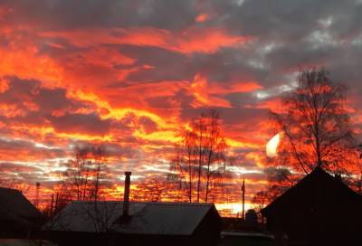Фото: жители Лодейнопольского района поделились снимками удивительного заката