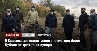 В Краснодаре экоактивисты очистили берег Кубани от трех тонн мусора