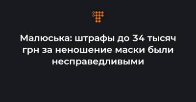 Малюська: штрафы до 34 тысяч грн за неношение маски были несправедливыми