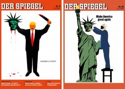 Der Spiegel вышло с обложкой, где Байден возвращает на место голову статуи Свободы, которую «отрезал» Трамп