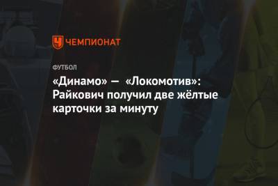 «Динамо» — «Локомотив»: Райкович получил две жёлтые карточки за минуту