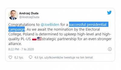 И вашим и нашим: президент Польши не поздравил Байдена с победой