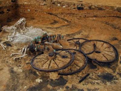 Необычное захоронение: в Болгарии археологи обнаружили древнюю колесницу с лошадьми