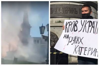 Екатерину II хотят снести в центре Одессы, люди окружили памятник: "нужно убрать с улицы на свалку"