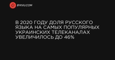 В 2020 году доля русского языка на самых популярных украинских телеканалах увеличилось до 46%