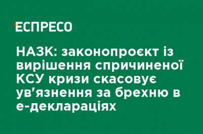 НАПК: законопроект по решению вызванного КСУ кризиса отменяет заключения за ложь в е-декларациях - ru.espreso.tv