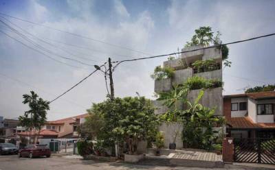 Дом-вазон из бетонных кубов: как выглядит необычная постройка в Куала-Лумпуре