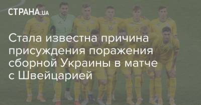 Стала известна причина присуждения поражения сборной Украины в матче с Швейцарией - strana.ua - Украина - Швейцария