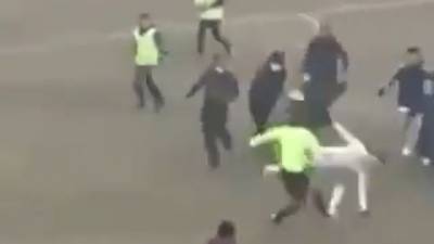 Футбольный матч в Узбекистане завершился побоищем и избиением судей. Видео