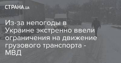 Из-за непогоды в Украине экстренно ввели ограничения на движение грузового транспорта - МВД