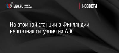 На атомной станции в Финляндии нештатная ситуация: ЧП на контроле правительства Ленобласти