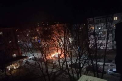 В Пскове на улице Красноармейской загорелась машина