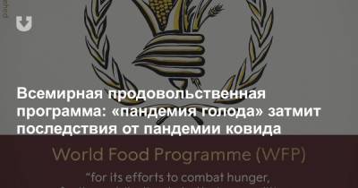Всемирная продовольственная программа: «пандемия голода» затмит последствия от пандемии ковида