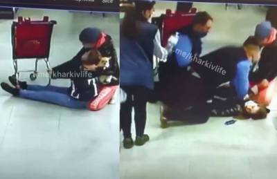В Харькове охранник супермаркета спас девушку от остановки сердца, видео