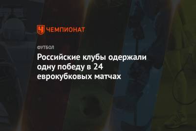 Российские клубы одержали одну победу в 24 еврокубковых матчах