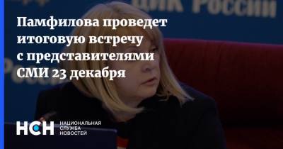 Памфилова проведет итоговую встречу с представителями СМИ 23 декабря