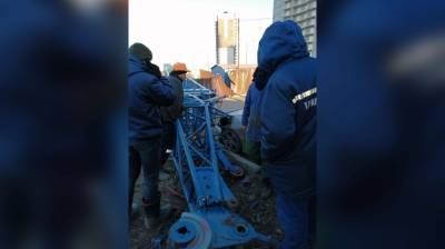 В Воронеже рухнувший строительный кран задел автомобиль с пассажирами