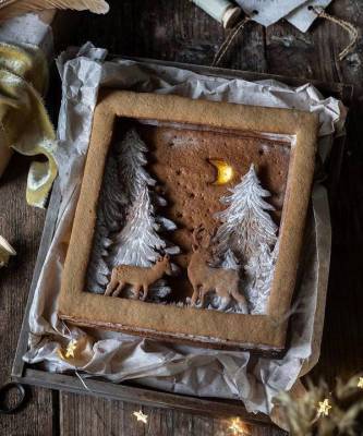 Фуд-тренд: съедобные рождественские открытки из имбирно-орехового теста