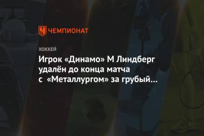 Игрок «Динамо» М Линдберг удалён до конца матча с «Металлургом» за грубый удар коленом