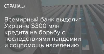 Всемирный банк выделит Украине $300 млн кредита на борьбу с последствиями пандемии и соцпомощь населению