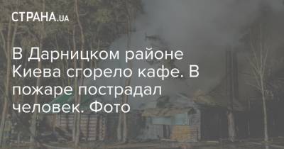В Дарницком районе Киева сгорело кафе. В пожаре пострадал человек. Фото
