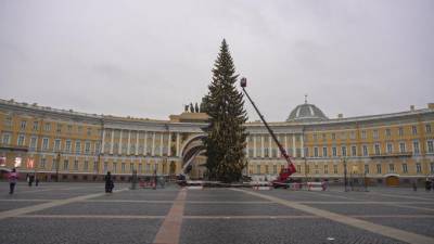 На главной елке Петербурга на Дворцовой зажгли первые огни - piter.tv - Санкт-Петербург