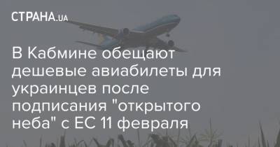 В Кабмине обещают дешевые авиабилеты для украинцев после подписания "открытого неба" с ЕС 11 февраля