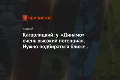 Кагарлицкий: у «Динамо» очень высокий потенциал. Нужно подбираться ближе к ЦСКА и СКА