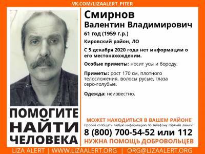 В Кировском районе без вести пропал 61-летний мужчина