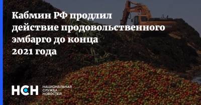 Кабмин РФ продлил действие продовольственного эмбарго до конца 2021 года
