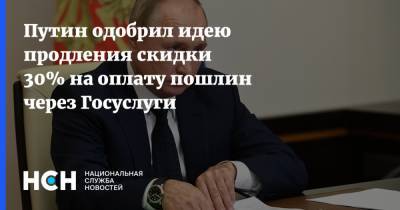 Путин одобрил идею продления скидки 30% на оплату пошлин через Госуслуги