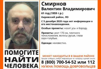 В Кировском районе Ленобласти больше недели ищут пожилого мужчину с бородой и усами
