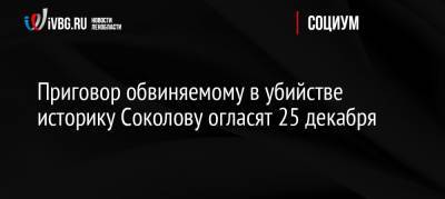 Приговор обвиняемому в убийстве историку Соколову огласят 25 декабря